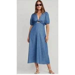 Fit and Flare Twist Front Denim Dress